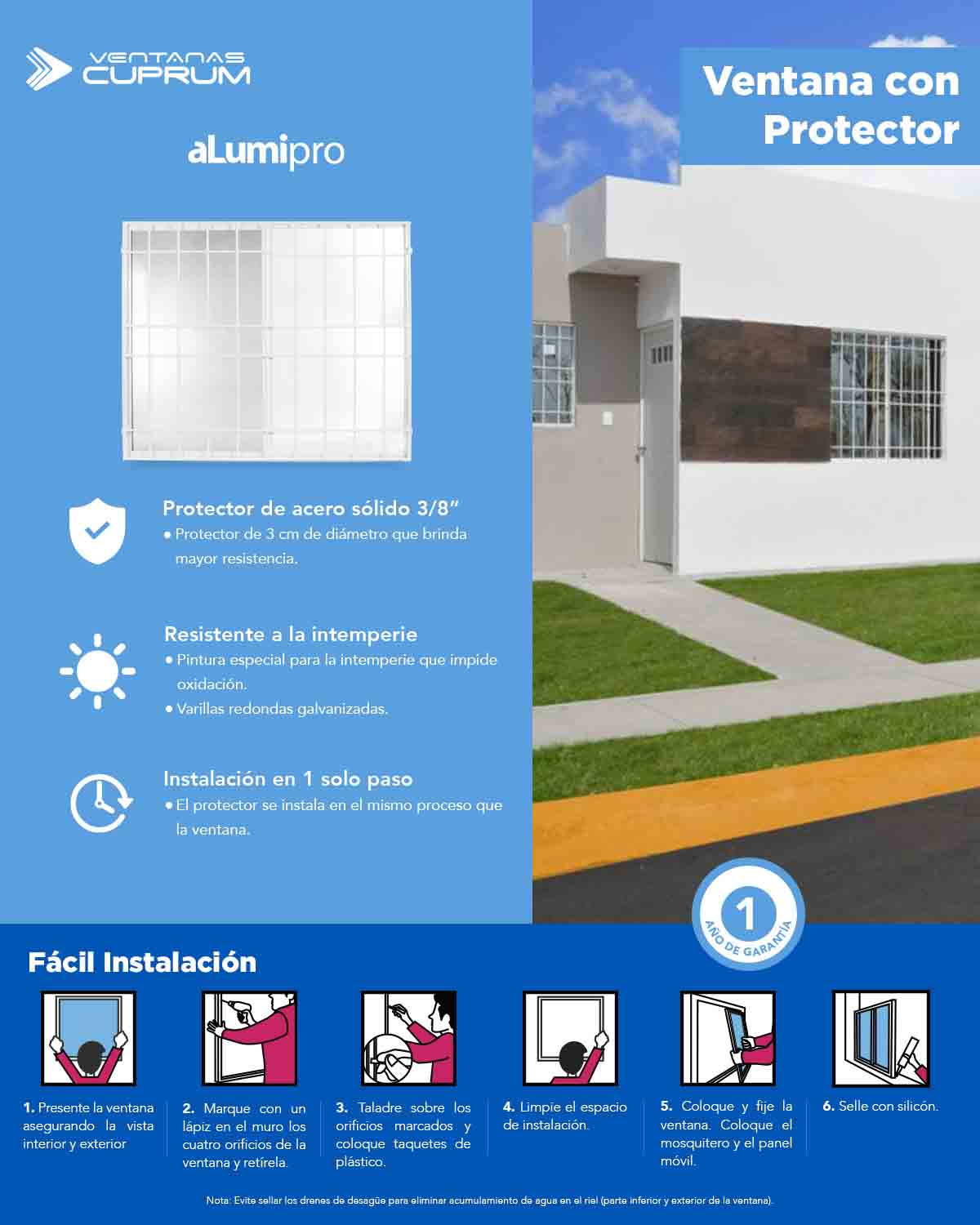 Ventana Protector AlumiPRO CUPRUM Home Depot México